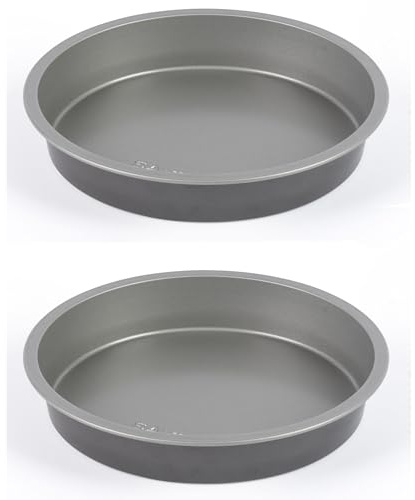 Salter Essentials 2-Piece Baking Tin Set – 21 cm Round Cake Pan, Non-Stick Coating, Dishwasher Safe, Easy to Clean, Made in The UK, Durable Carbon Steel, Lightweight Quiche/Cheesecake Tin, PFOA-Free