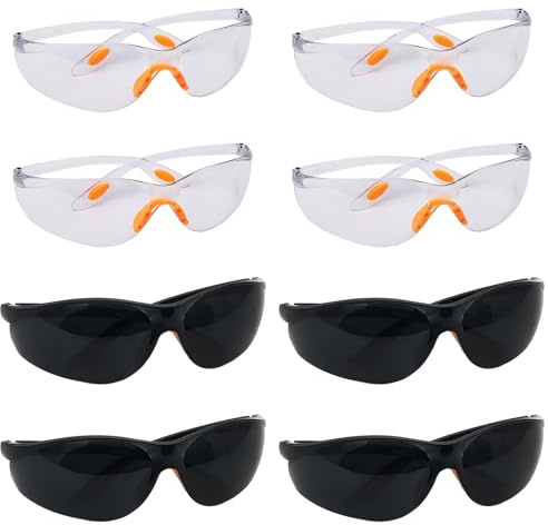 SHUOHONG 8 Piezas Gafas de Seguridad Trabajo, Gafas Proteccion Trabajo, ligeras con Plaquetas Nasales y Patillas de Goma para Un Ajuste Cómodo, Resistentes a Los Arañazos