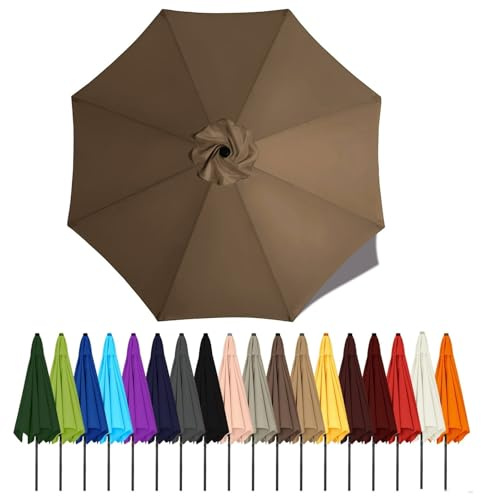 Auvent De Remplacement Pour Parasol De Terrasse 2m 2.3m 2.5m 2.7m 2.8m 3m 3.5m 4m 6/8 Baleines, Toile De Parasol Pour Cour Jardin Plage, Protection UV Housse De Rechange(Light brown,2.5m - 8Ribs)