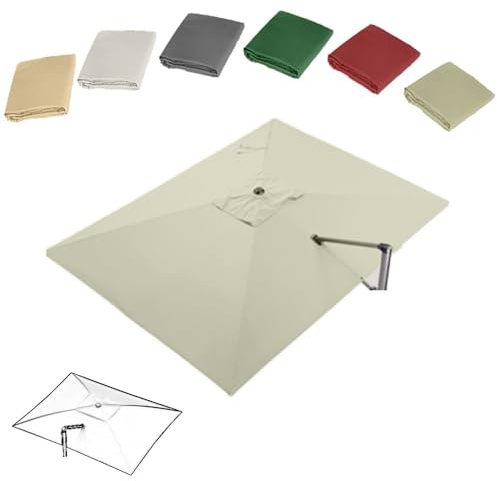 Telo di ricambio per ombrellone da giardino, 3,5 x 4,5 m, colore beige, per esterni, con 8 stecche, per terrazze da giardino e bordo piscina