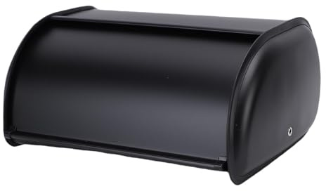 ARTOCT Roll Top Bread Box Iron Vintage Roll Top Bread Storage Container Food Organizer Bin for Kitchen Countertop (Black)
