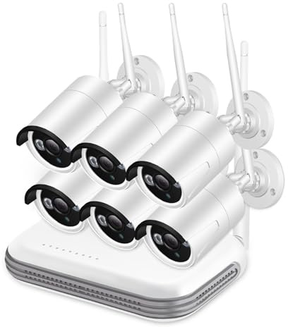 JOXLOVER CCTV Wireless 8CH Telecamera IP 3MP AI Face Detection Mini NVR CCTV Kit Visione Notturna A Infrarossi Video Sorveglianza per Esterni(None,8CH NVR with 6 Cams)