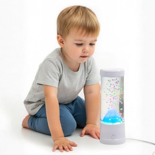Playlearn Colour-Changing Snow Lamp – LED Mood Light with Mesmerising Rising Snow Effect, Dual Power Options Decorative Night Light for Bedrooms, Sensory Rooms, Relaxation Spaces & Home Décor