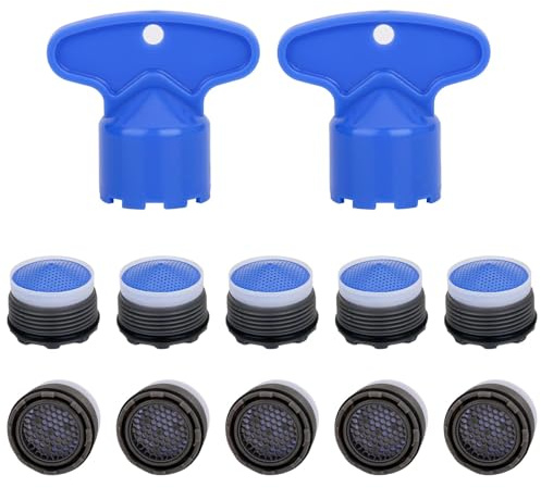 10 Stück Perlatoren für Wasserhähne sieb für Wasserhahn Perlator Perlatoren für Wasserhähne 2 Aufsteckschlüssel Maulschlüssel für Küche Bad & Garten Wassersparend & Spritzschutz (Blau M18,5)