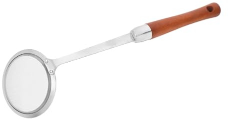 SAFIGLE Colador de Malla Fina con Mango de Madera Ergonómico Filtro de Aceite de Acero Inoxidable Cocina Colador de Alimentos y Espumadera para Freír y Hervir