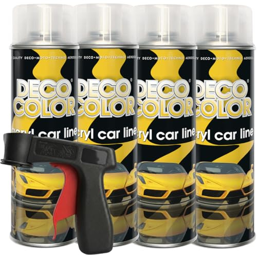 Craft-Equip DC 4er Sparpack MEGAFELGA 500ml inklusive Haltegriff - Felgenlack - Lackspray für Alufelgen und Stahlfelgen (4 Dosen 500ml Klarlack Matt + Haltegriff)