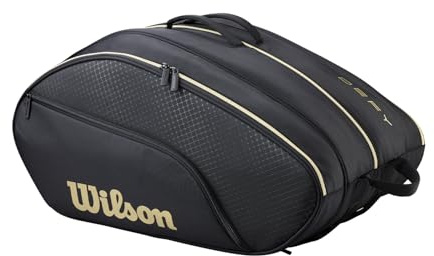 Wilson Defy V1 Padel-Tasche, Mit Thermoguard-Schutz für sechs Padel-Schläger, Kombiniert Komfort, Praktikabilität & Vielseitigkeit, Farbe: Schwarz/Gold
