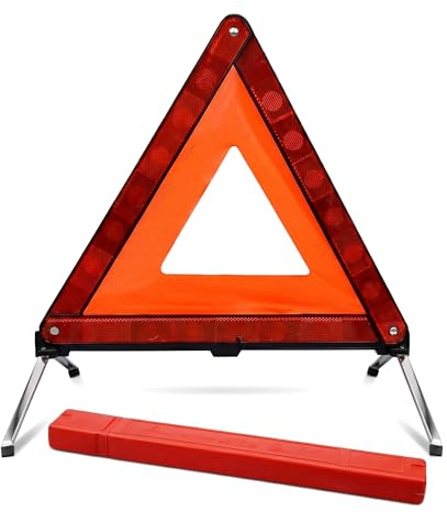 HSDLEWJ Triángulo de advertencia con triángulo de advertencia para coche, con caja de almacenamiento, plegable, para señales de advertencia, ligero y eficaz dispositivo de asistencia en carretera para