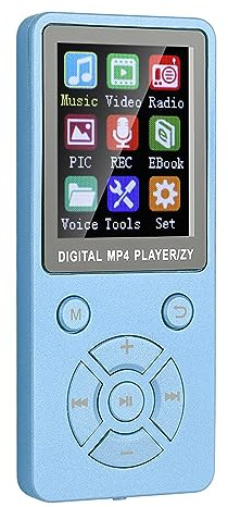 Omquot Mini Lettore MP3 Bluetooth Supporto Materiale Opaco Memoria 32G Pulsanti Tattici a Diagrammi per gli Amanti della Musica (Blu)