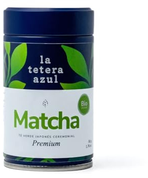 La Tetera Azul - Té Verde Matcha Ceremonial Ecológico 100% Orgánico en Polvo. Té Matcha Japonés Puro y Natural, Rico en Antioxidantes y Energía. Formato Bote a Granel de 50g
