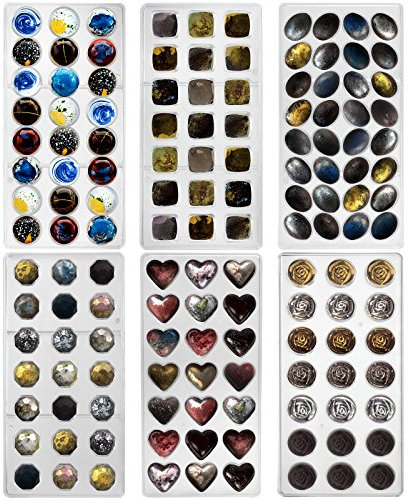 Rose, Herz, Kuppel, Diamant, Oval, Quadrat Kunststoff Form, Schokoladenform für Schokolade, Kuchen, Pudding, Mousse, Kerzen, DIY Handwerk, antihaftbeschichtet, BPA-frei, 6 Packungen