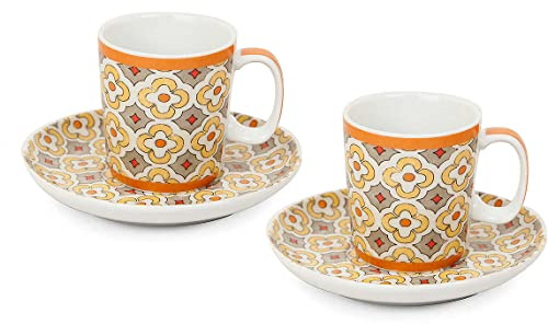 Egan Set 2 Tazze caffé con piattini Majorica Senape