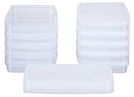 MiraHome Contenitore per alimenti Contenitore per congelatore Contenitore impilabile 23x14x3,2 cm Qualità austriaca (Trasparente, 0,5l Rettangolare (10 Pz))