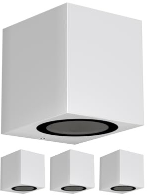 ledscom.de 4x Wandleuchte ALSE für außen, IP54, Downlight, weiß matt, eckig, 1x GU10 max. 35W