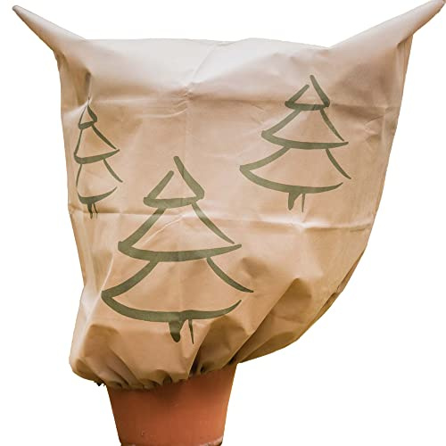 TerraUno - Winterschutzhaube für Pflanzen - 75 Gramm/m² I B 1,1x H 1,1 Meter Pflanzenschutz I Print: Tannenbaum I Vlieshaube für Deine Pflanzen im Winter