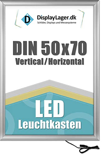DisplayLager - LED Plakatrahmen 50x70cm, Silber, 25mm Aluminium Profil, inkl. entspiegelter Schutzscheibe