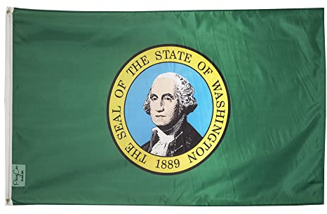 Flag 3x5 Ft (No Flagpole) Washington State Flag FT George WA Polyester Olympia Gift Garage Man Cave USA