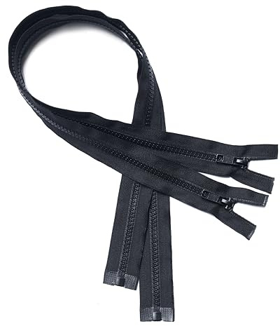 KGS Teilbare Reißverschlüsse | 5mm Reißverschluss Kunststoff für Jacken | 2 Stück pro Packung (Schwarz, 60 CM)