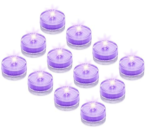 sourcing map Lot de 12 bougies chauffe-plat LED étanches sans flamme pour fête, mariage, festival, violet