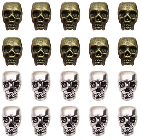 HAOBIN 20 Stück Totenkopf Schädel Perlen Retro Abstandshalter Für DIY-Accessoires Armband Halskette Schmuck Machen