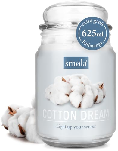 smøla Stort doftljus i glas I Cotton Dream 625 ml – ljus frisk tvätt I upp till 140 timmar brinntid I veganskt sojavaxljus I perfekt presentidé