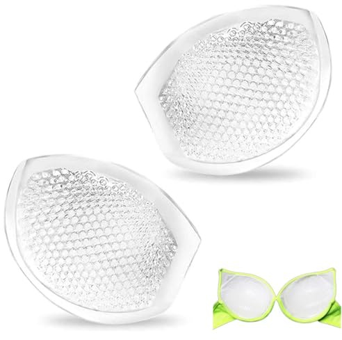 UYVPAER 1 Paar Silikon-Brusteinlagen, Atmungsaktive BH-Einlagen Wiederverwendbare Brustvergrößerer, Wasserdichte Push-Up-BH-Polster aus Transparentem Gel für Badeanzug für Frauen Aller Körbchengrößen