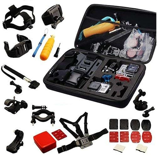 Navitech 30-in-1 Action Camera Accessories Combo Kit with EVA Case - Compatible With WOLFANG GA120 4K 20MP Action Camera