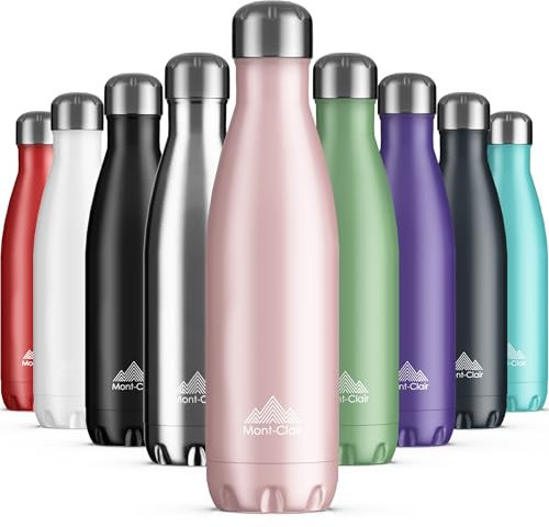 Mont-Clair Stainless Steel Water Bottle, Vacuum Insulated - BPA Free, 12h Hot & 24h Cold Drinks, Metal Water Bottle 1L Leakproof, Ideal for Adult, Kids, Running - Pink