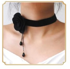 Dishowme Kristall Rose Blume Choker Halskette Vintage Strass Samt Blume Kragen Halskette Schmuck für Damen Frauen