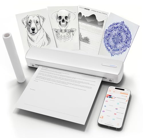 TAGZILO C80 Wireless Printer, Inkless Portable Printer for Travel, Supports A4 8.5 x 11 Inch Thermal Paper, Compatible with Phone & Laptop (White)