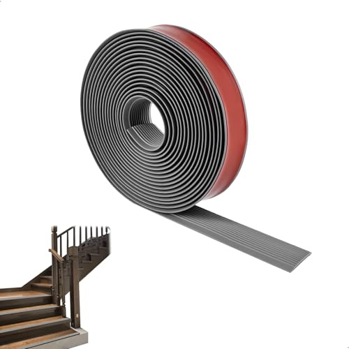 jinminamz Tapis Escalier Antidérapant, Scotch Antidérapant, PVC Bande Antiderapante Adhesive pour Intérieur et Extérieur, Ruban Autocollant Anti-Dérapante pour Salles de Bain, Chaussées(Gris, 5M*3cm)