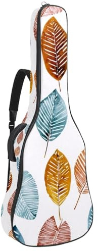 Gitarrentasche im Vintage-Stil, Western-Cowboyhüt-Muster, gepolsterte Tasche für Akustikgitarre, Rucksack mit verstellbaren Schultergurttaschen, Mehrfarbig 02, 42.9x16.9x4.7 in, Lässiger Tagesrucksack