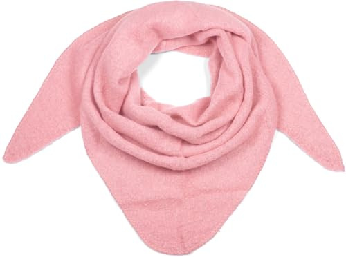styleBREAKER Sciarpa triangolare in maglia da donna, grande, tinta unita mélange | Morbido e caldo panno triangolare invernale | Sciarpa lavorata a maglia in viscosa e lana per look avvolgenti, Rosé