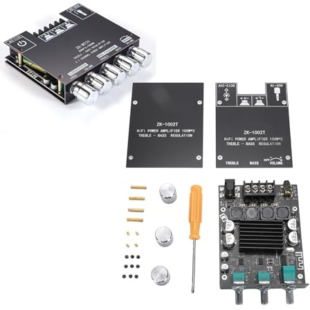 Ouitble Bluetooth Stereo-Verstärkerplatine 2x100W 5.0 BT Verstärker AMP Platine ZK-1002MT TPA3116D2 DC12‑24V, HIFI-Leistungsverstärker 2.0-Kanal für DIY-Funklautsprecher