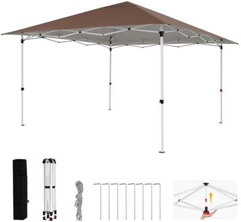 COSTWAY Carpa Plegable 3,5x3,5, Cenador Jardin Pop up, Protección Solar, Impermeable, Bolsa de Transporte, Gazebo Portátil Jardin Exterior Camping Fiesta Playa Patio Terraza