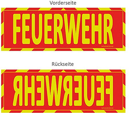 Einsatz-Wendeschild | Feuerwehr | WSB2 Sonnenblende Normal- & Spiegelschrift | Auto KFZ | Warn-Schild |