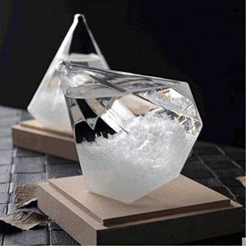 DELIBEST Sturmglas-Wettervorhersage, kreative stilvolle Wetterstation, Vorhersage, Sturmglasflaschen, Barometer, Desktop-Dekoration, Handwerk (kleiner Diamant + Basis)