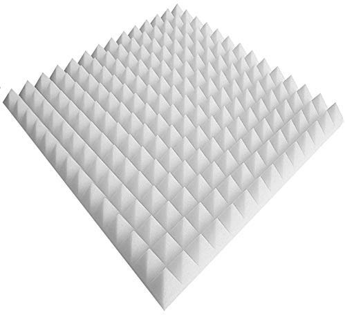Pyramiden Noppenschaumstoff,Akustik Schaumstoff, Akustikschaumstoff, Pyramiden Akustik, Dämmung (99 x 99 x 3 cm, Weiß)