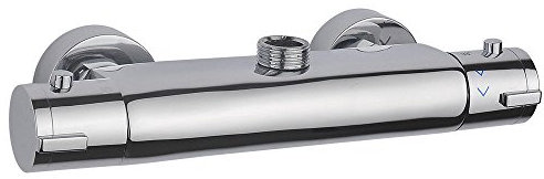 Termostato de ducha con botón de seguridad de 38 °C, cromado