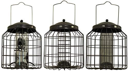 Selections Heavy Duty Squirrel Proof Seed, Peanut & Fat Ball Hanging Wild Bird Feeders (Pack of 3)
