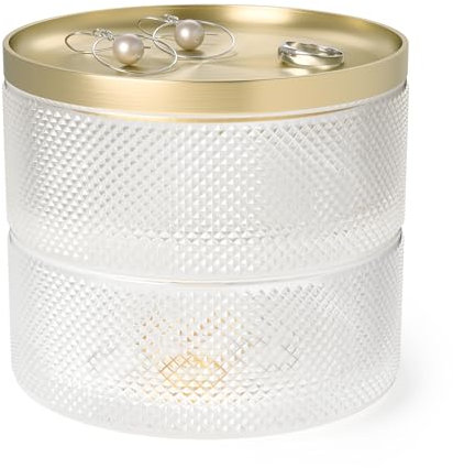 Umbra Tesora Schmuckkasten – Stapelbare Schmuckdose zur Aufbewahrung und Ablage von Ringen, Ohrringen, Ketten, Uhren, Armbändern und Accessoires, Metall / Glas, Messing