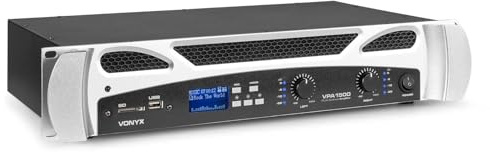Vonyx VPA1500 Amplificador PA 1500W (2 Canales de 750W) Amplificador estéreo con Bluetooth y Reproductor mp3 Multimedia con USB y SD