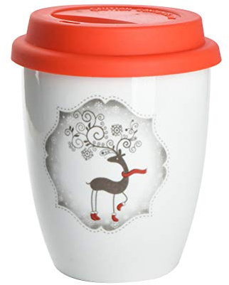 Delicate1 PC Keramik Becher Verdicken Nicht Griff Mode Weihnachtstasse Tasse Kaffee Tasse Kaffee mit Silikon Deckel für Küche Hausbar