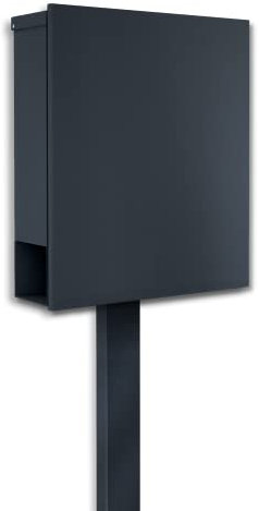 Metzler Standbriefkasten in Anthrazit Reiner - inkl. Zeitungsfach & Briefkastenständer - 100% UV- und witterungsbeständig - Postkasten in RAL 7016 - Türanschlag wählbar - Größe: 35,5 x 43,5 x 10 cm