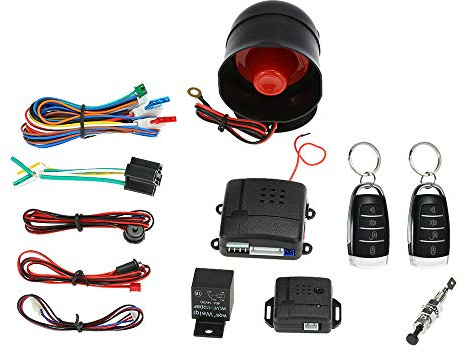 Shkalacar Car Keyless Entry Security Alarm System, Universal Car Vehicle Security System Burglar Alarm Protection, Anti-Theft System with 2 Black&Silver Remote Control + Siren