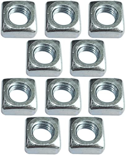 AERZETIX C49553 Tuercas Cuadradas M8 Biseladas 13.0x6.0mm | Juego de 10, Rosca métrica, Acero al carbono
