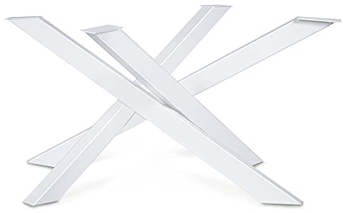 Magnetic Mobel Tischgestell Orion Design Kreuzgestell Schwerlast massiv Tischkufen Stahl Tischbeine Metall Profil 8x4 cm (L -Size 113x73xH71 cm, Weiß)