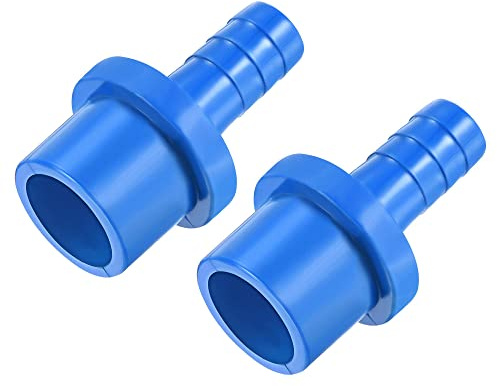 sourcing map PVC Pipe Fitting 10mm Barbed x 20mm OD Spigot Straight Tube Adapter Hose Quick Connector, Blue Pack of 2