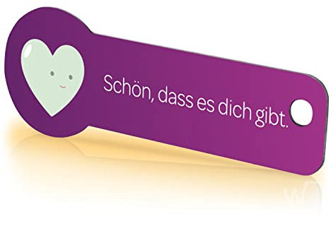 Einkaufswagenlöser Schön DASS es Dich gibt/Schlüsselanhänger Einkaufschip mit Schlüsselfundservice/Abziehbarer Einkaufswagenchip Metall, Chip Einkaufswagen, Key Finder / 1 Stück