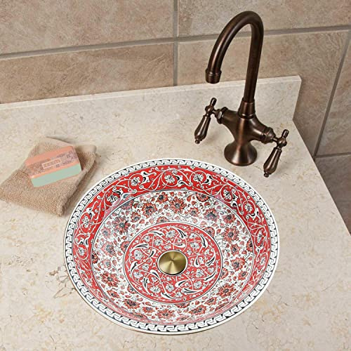 Modern Single Bowl Sink, Red Round Countertop Washbasin, Bathroom Washstand, Massage spa decoration, Pedicure Foot Bowl, Ceramic Red Basin
